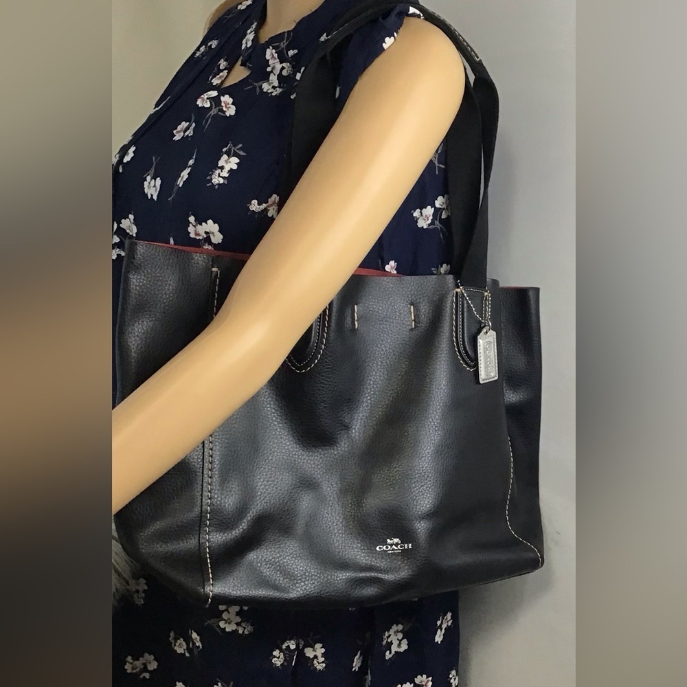 Coach 58660 Pebble Leather Derby Tote Bag In Black EUC - Picture 7 of 16